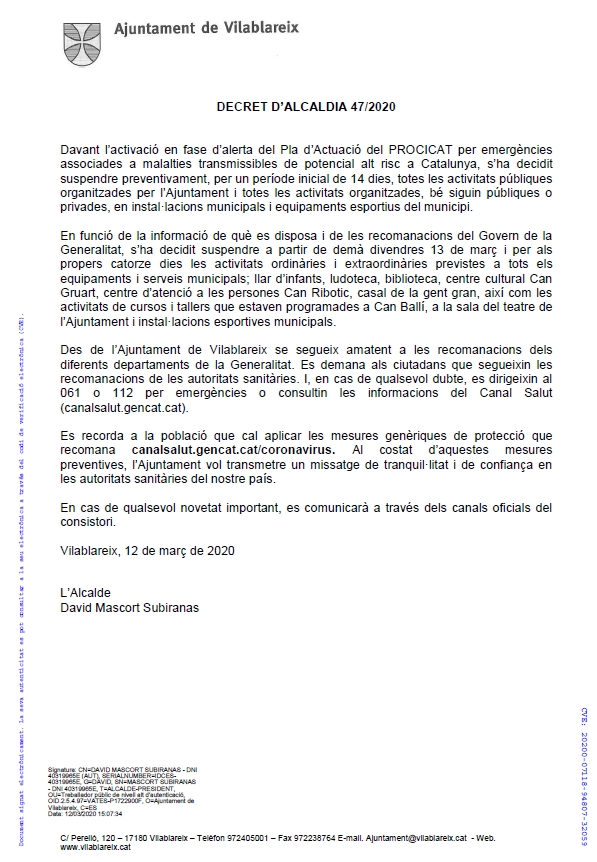 Decret d'alcaldia 47/2020