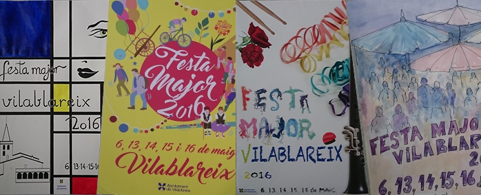 Algunes de les propostes que s'han presentat per ser el cartell de la Festa Major de Vilablareix de 2016.