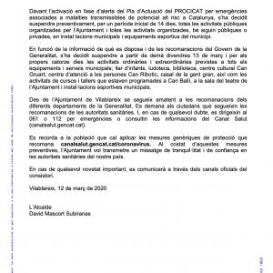 Noves mesures contra el coronavirus